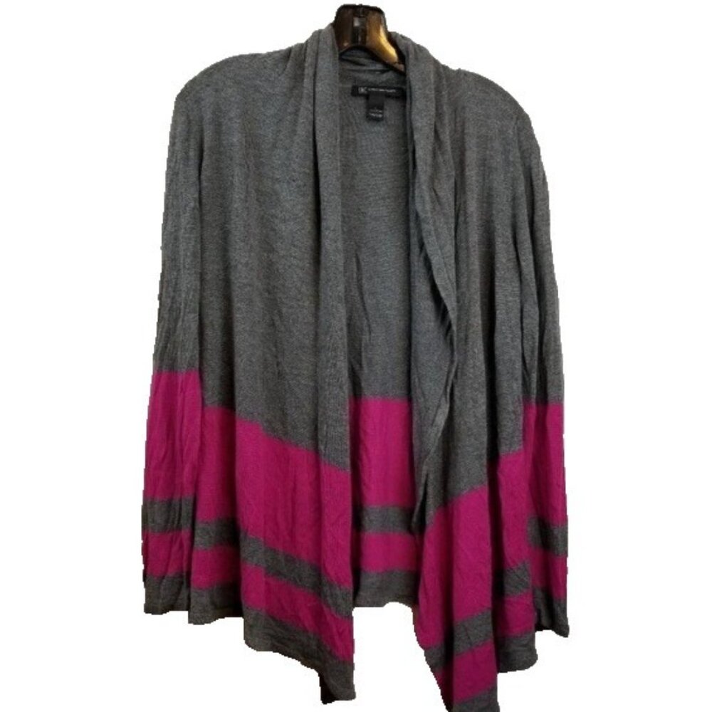 Inc International Concepts Womens Cardigan Large Gray Pink‎ Open Casual Capsule